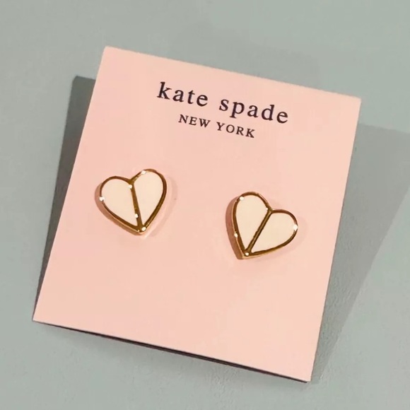 kate spade Light Pink with Gold Outline Heart Shaped Post Earrings - Picture 2 of 4